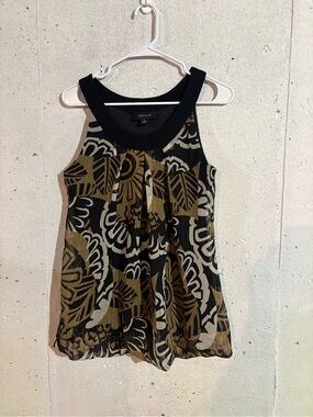 R&M Richards Vintage Black Gold Abstract Floral Sleeveless Dress | Size: 8